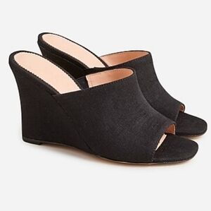 J. Crew Bianca Woven Linen Slide Wedge Open Toe Sandal BR615 Sz 7.5